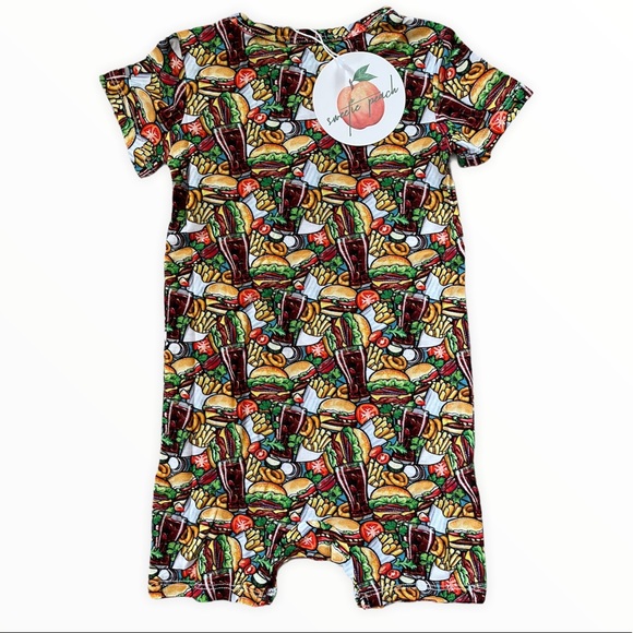 Sweetie Peach bamboo romper foodie no ruffles - Picture 2 of 2